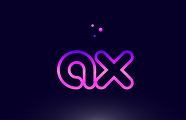 ax a x pink blue alphabet letter combination logo icon design