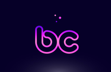 bc b c pink blue alphabet letter combination logo icon design