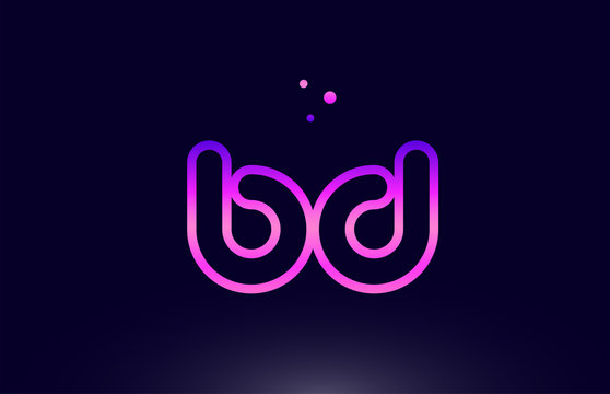 bd b d pink blue alphabet letter combination logo icon design