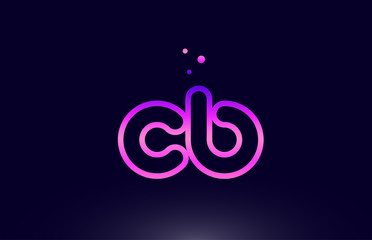 cb c b pink blue alphabet letter combination logo icon design