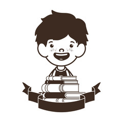 silhouette of student boy with school supplies