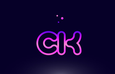 ck c k pink blue alphabet letter combination logo icon design