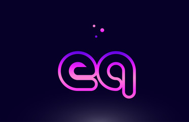 eq e q pink blue alphabet letter combination logo icon design