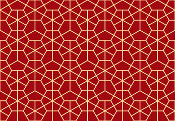 The geometric pattern with lines. Seamless vector background. Red and gold texture. Graphic modern pattern. Simple lattice graphic design
