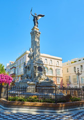 Monumento to Marques de Comillas Marquis in the Jardines de Alameda Apodaca Gardens. Cadiz, Andalusia, Spain.