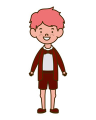 student boy standing smiling on white background