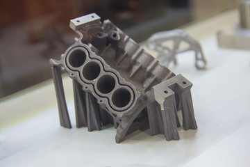Samples produced by printing a 3D printer from a metal powder. Progressive additive 3d printing technology