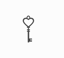 Vector vintage key icon closeup isolated on white background. 
