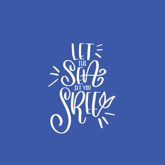 Summer mermaid lettering quote hand drawn poster