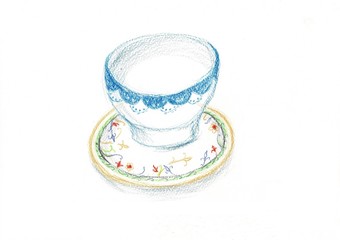 Cup on a saucer illustration on a white background