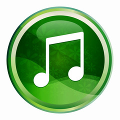 Music note icon Natural Green Round Button