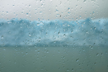 Water Droplets on Cruise Ship Glass Window, Perito Moreno Glacier, Lake Argentino, El Calafate, Patagonia, Argentina