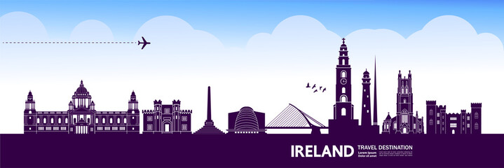 Fototapeta premium Ireland travel destination grand vector illustration.