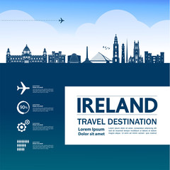 Ireland travel destination grand vector illustration. - obrazy, fototapety, plakaty