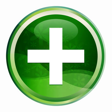 Plus icon Natural Green Round Button