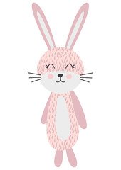Cute cartoon rabbit in scandinavian style. Childish print for nursery, kids apparel,poster, postcard