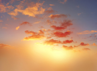 Sunny bright sunrise sky