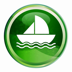 Sailboat icon Natural Green Round Button