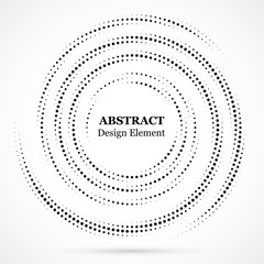 Halftone dotted background circularly distributed. Halftone effect vector pattern.Circle dots isolated on white background. Isolated circle dots vector texture.