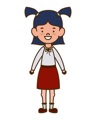 student girl standing smiling on white background