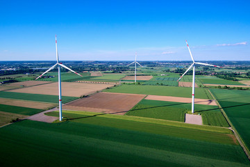 Aerial View of Wind Turbines in the Countryside