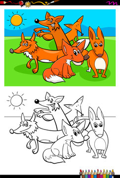 foxes animal characters group coloring book © Igor Zakowski