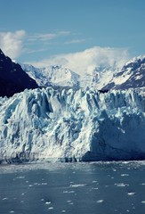 view of Glacier meeting the Ocean water in Glacier Bay National Park and Preserve