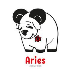 Cartoon zodiac sign Aries. Vector illustration