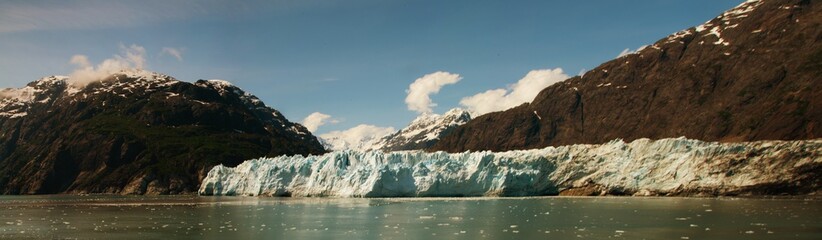 Fototapeta na wymiar view of Glacier meeting the Ocean water in Glacier Bay National Park and Preserve
