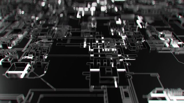 4K Abstract Futuristic Motherboard Circuit. Highly realistic CGI animation.