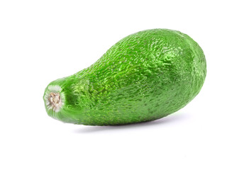 Whole avocado fruit in a row isolated on white background with clipping path