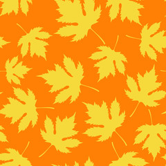 Seemless Pattern with Autumn Maple Leaves. Vector Illustration. Autumn Design Collection, Backgrounds, Wrapping Paper Design