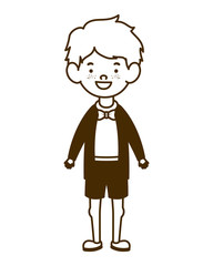 silhouette of student boy standing on white background