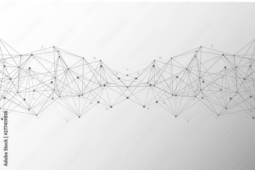 Aufkleber geometric abstract background with connected line and dots. structure molecule and communication. bi