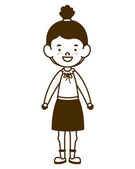 silhouette of student girl standing on white background