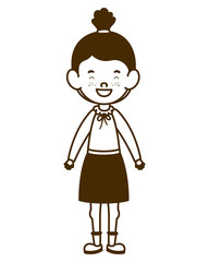 silhouette of student girl standing on white background