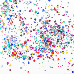 Festive color star confetti texture background