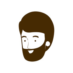 silhouette of head of young man smiling on white background