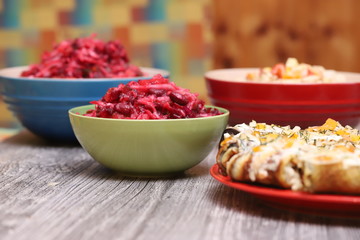 Salads and snacks for the holiday.