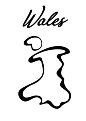  the illustration with black outline map of wales.