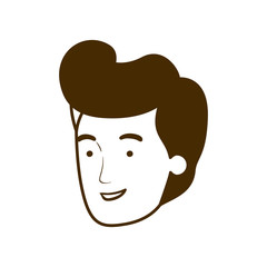 silhouette of head of young man smiling on white background