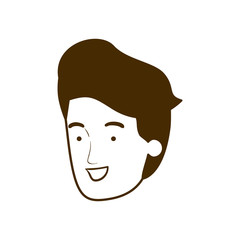 silhouette of head of young man smiling on white background