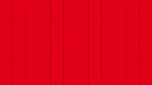 Red cubes from opposite directions are shifted filling the green screen and assembled into the wall. Abstract transition, 3D animated intro with chroma key.