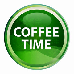 Coffee Time Natural Green Round Button