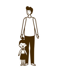 silhouette of father with daughter of back to school