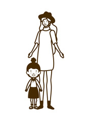 silhouette of woman with daughter of back to school