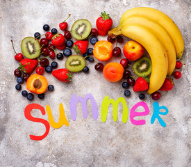 Fruits and berries summer background