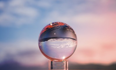 Glacier Bay National Park and Preserve as seen in reflection of crystal Ball