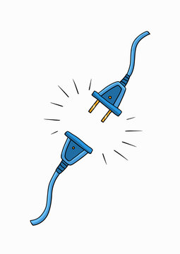recommend clip art: unplug cartoon vector and illustration, black and white, hand drawn, sketch style, isolated on white background.
