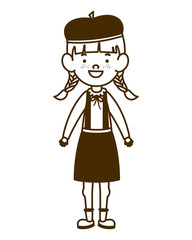 silhouette of student girl standing on white background